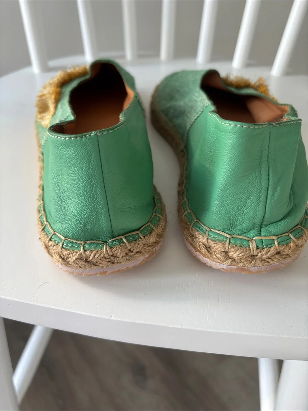 NWOT Green Espadrille Flats with Gold Fringe Detail - Women